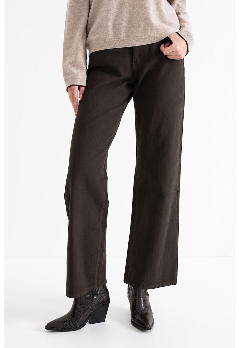 Oferte la Blugi crop cu croiala ampla - Maro inchis