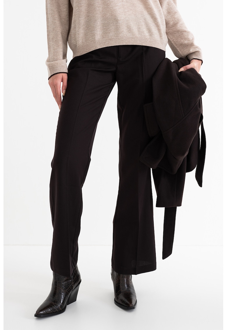 Oferte la Pantaloni cu pliuri si talie joasa - Maro inchis