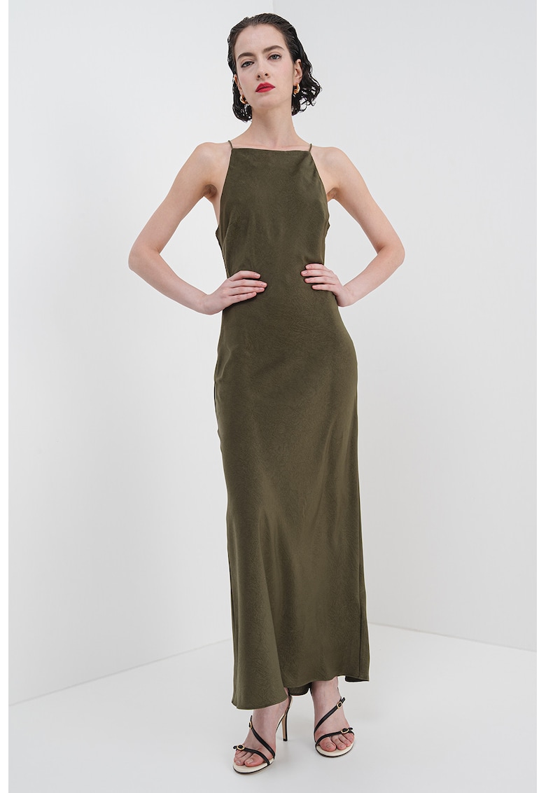 Oferte la Rochie lunga cu model uni - fara maneci - Kaki