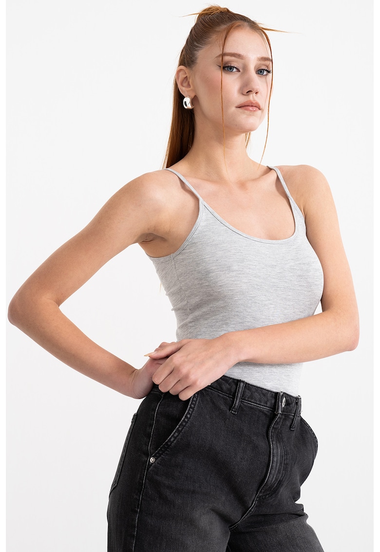 Oferte la Top din amestec de modal cu decolteu adanc pe partea din spate - Gri melange