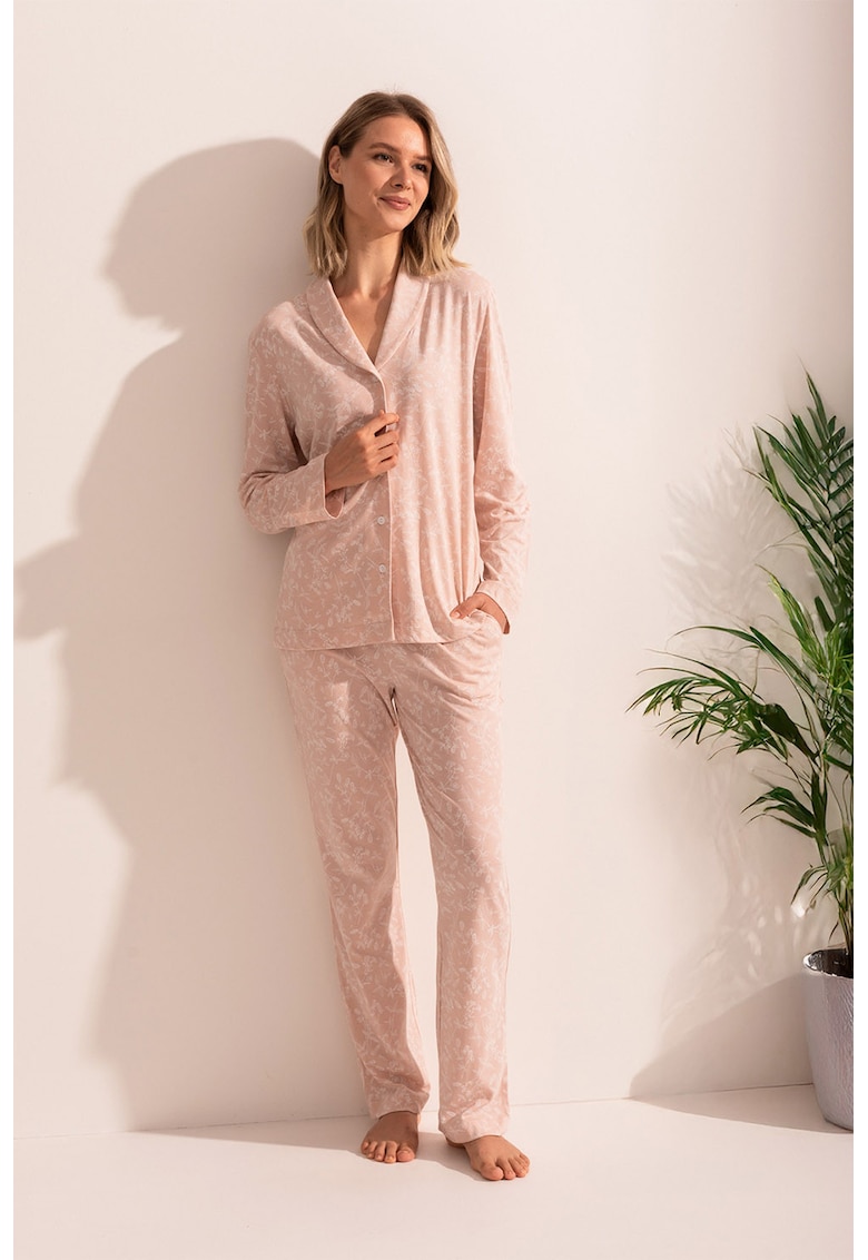 Oferte la Pijama din amestec de bumbac si modal Marla - Piersica