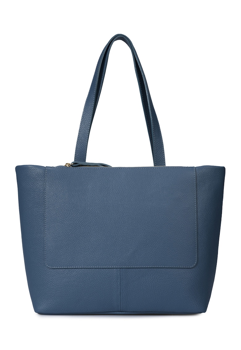 Oferte la Geanta shopper din piele cu model uni - Albastru prafuit