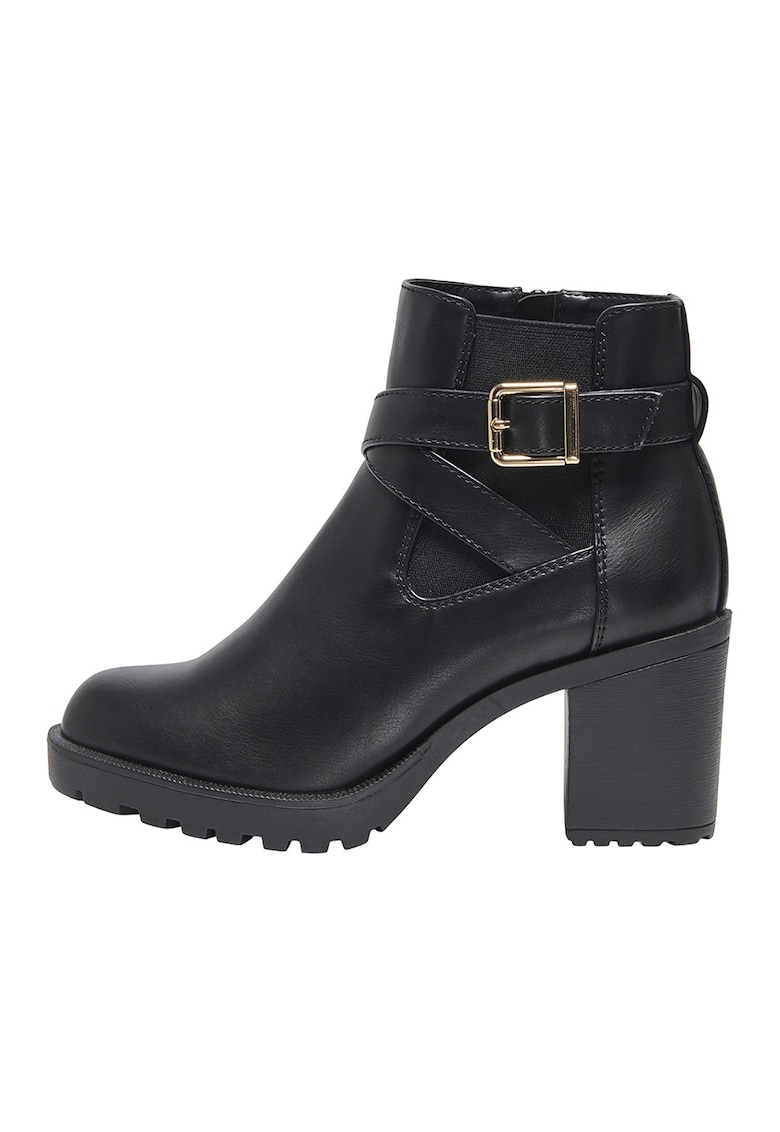 Oferte la Ghete de piele ecologica cu toc masiv - Negru