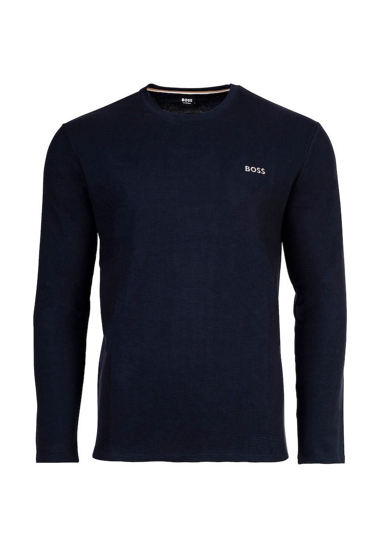 Oferte la Bluza din amestec de bumbac cu decolteu la baza gatului - Albastru inchis