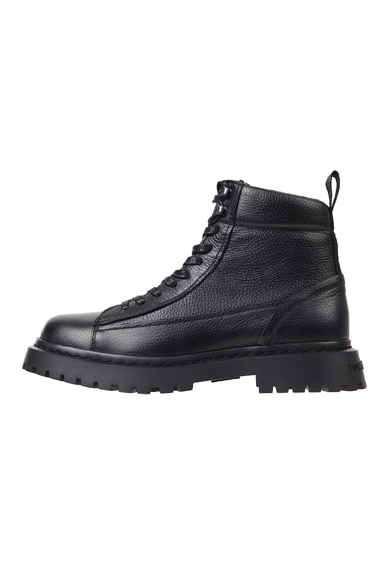 Oferte la Ghete de piele cu varf rotunjit - Negru
