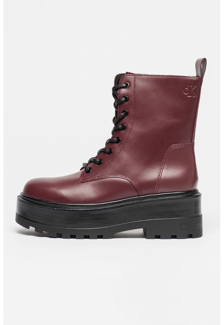 Oferte la Bocanci flatform din piele - Visiniu/Negru