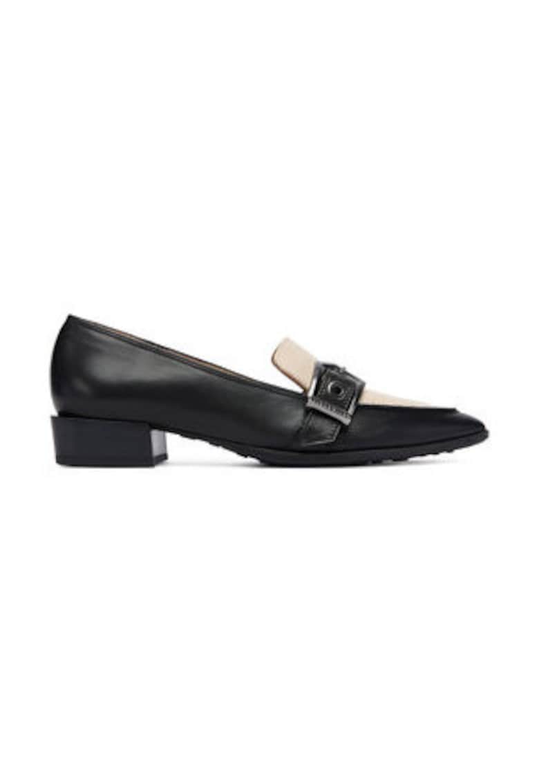 Oferte la Mocasini cu toc dama -  piele naturala - negru