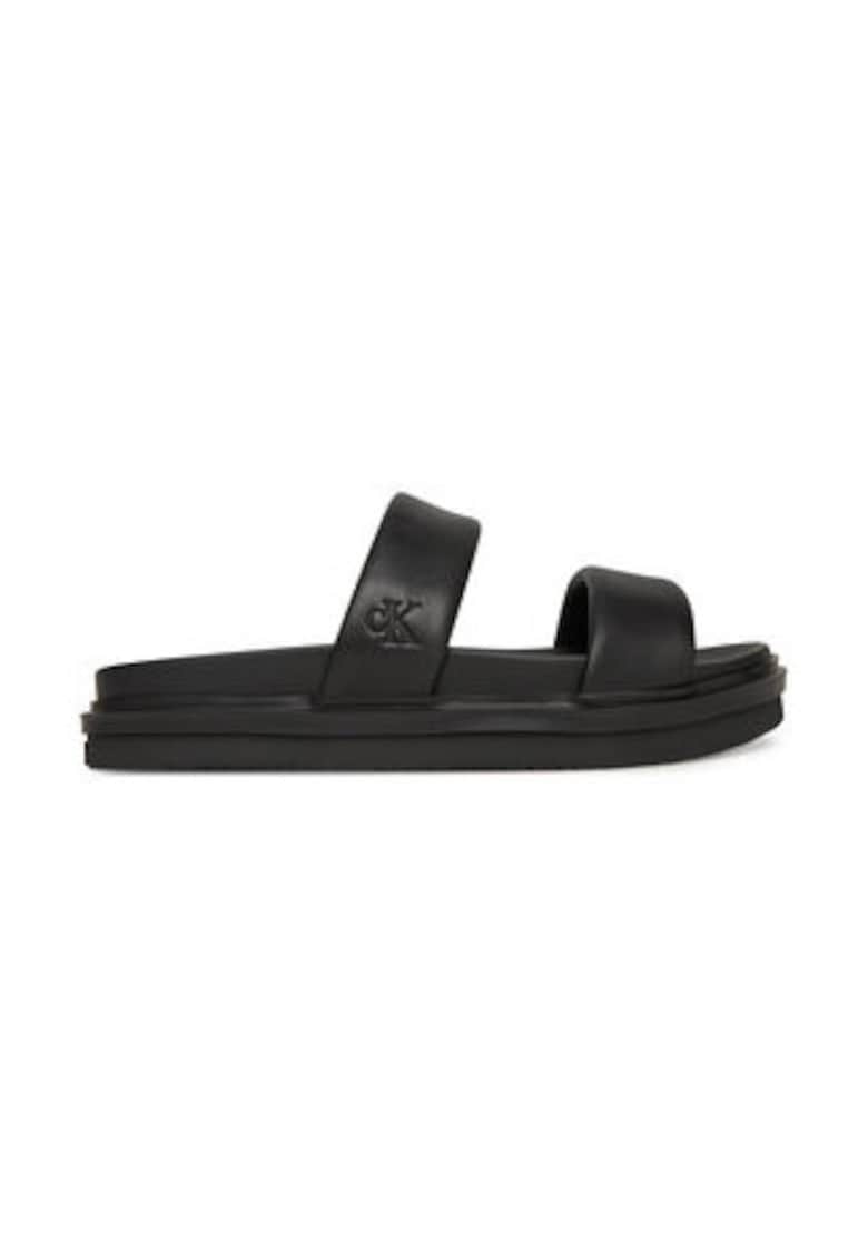 Papuci barbatesti -  piele naturala - negru -