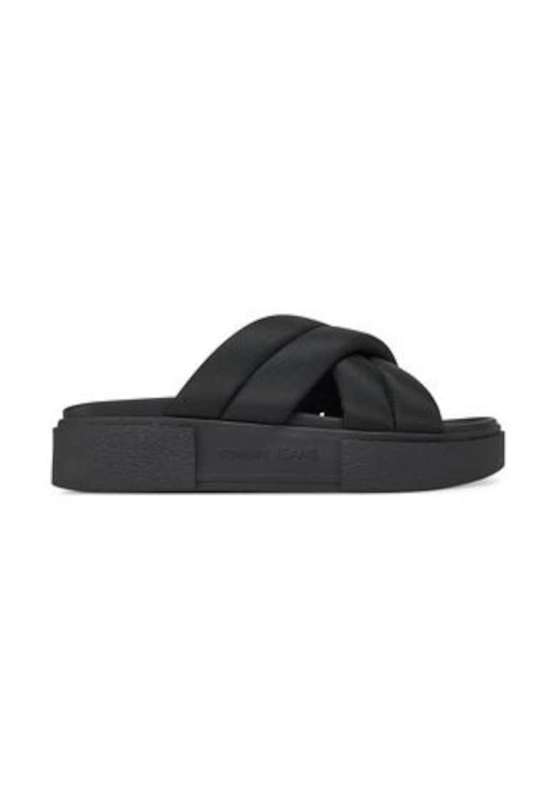 Slapi dama -  negru - textil -