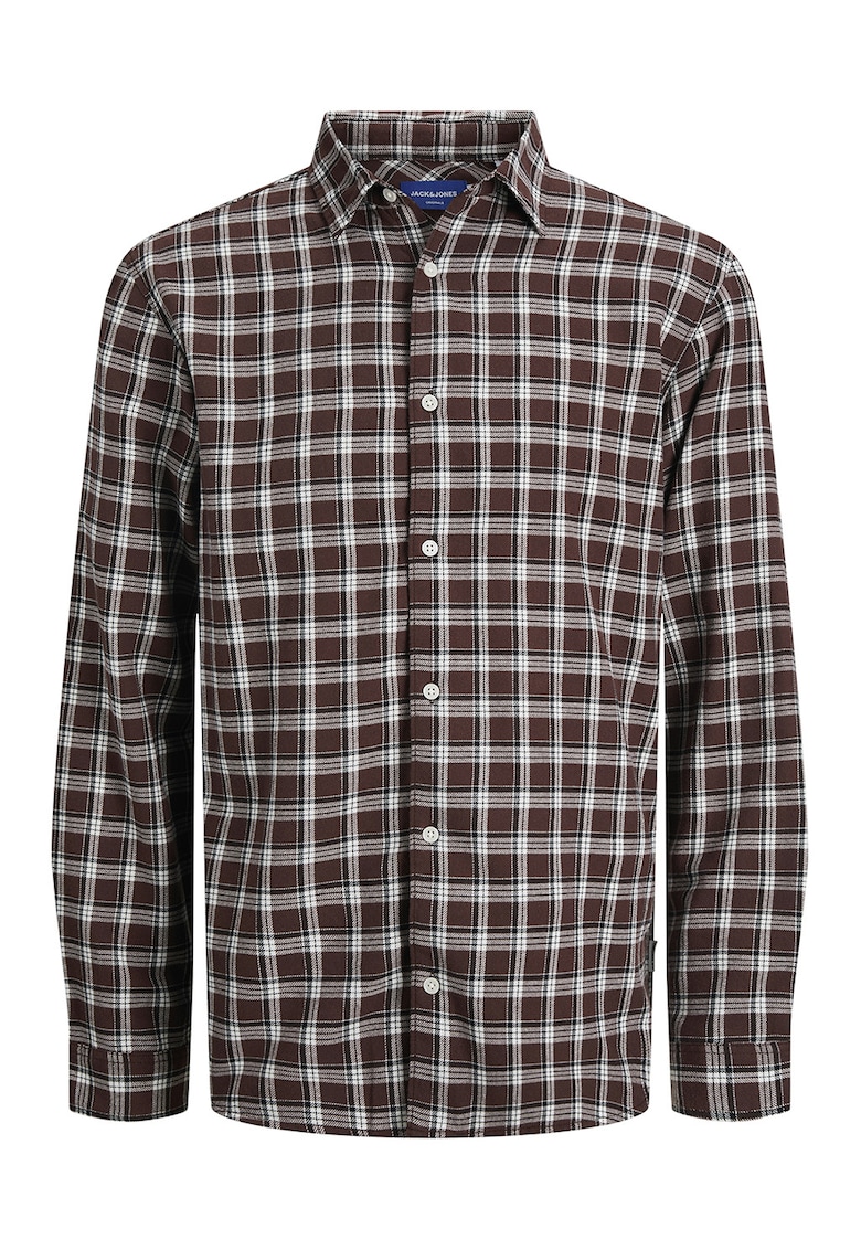Oferte la Camasa regular fit cu model in carouri - Alb/Maro cognac