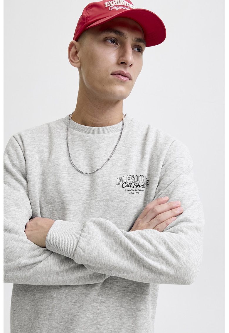 Oferte la Bluza de trening regular-fit cu decolteu la baza gatului Makoto - Gri deschis melange