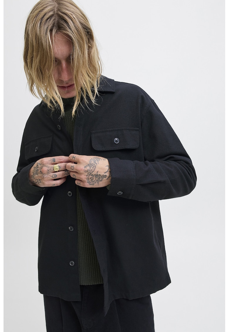 Oferte la Jacheta-camasa relaxed fit cu buzunare pe piept - Negru stins