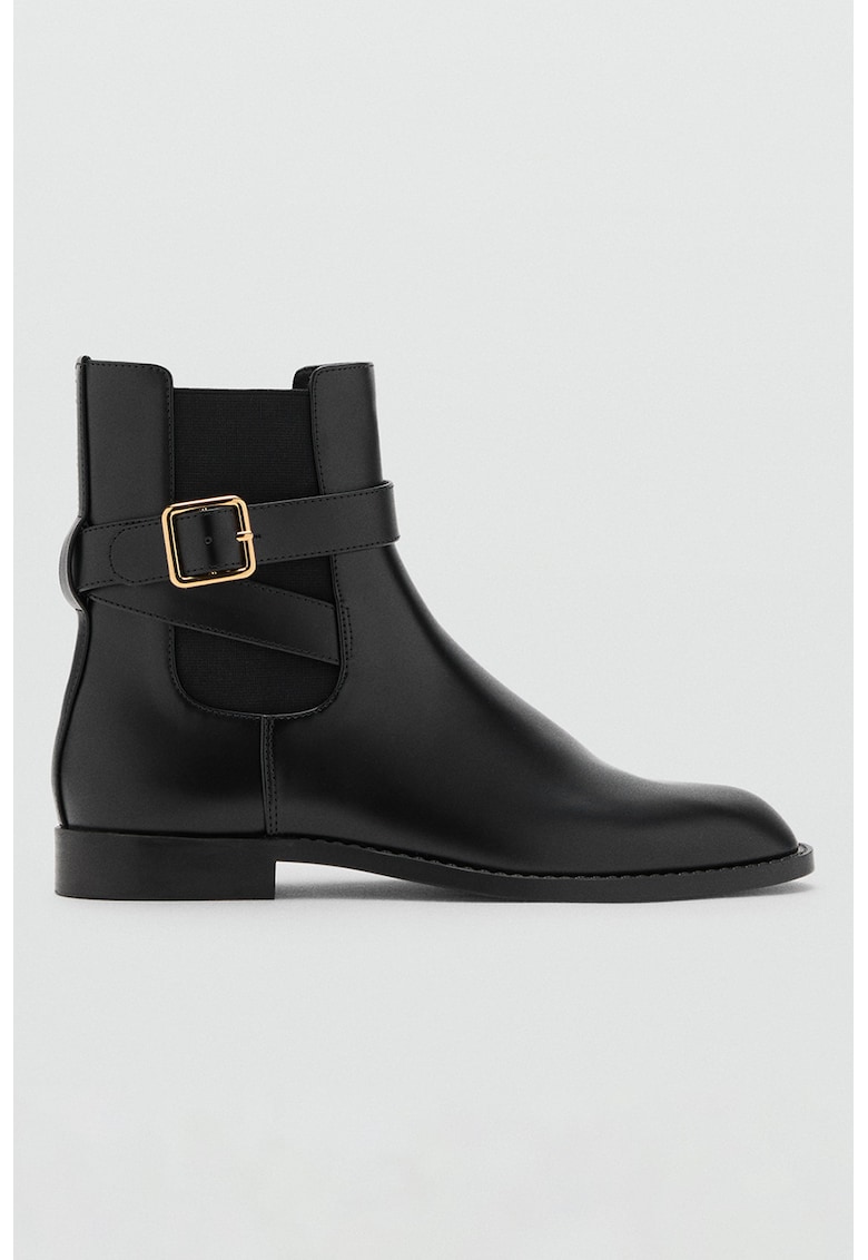 Oferte la Ghete Chelsea de piele ecologica cu bareta decorativa - Negru