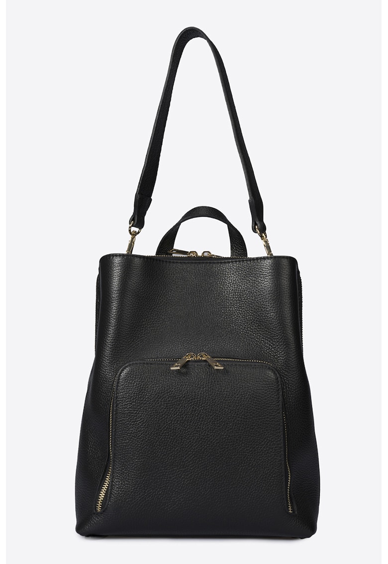 Oferte la Rucsac din piele cu buzunar exterior - Negru