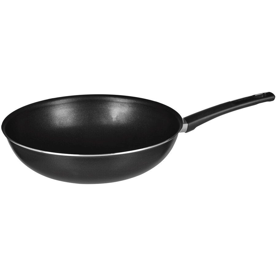 Oferte la Tigaie Wok Rotunda Aluminiu Temperatura Max 175 Grade Celsius 28cm Negru