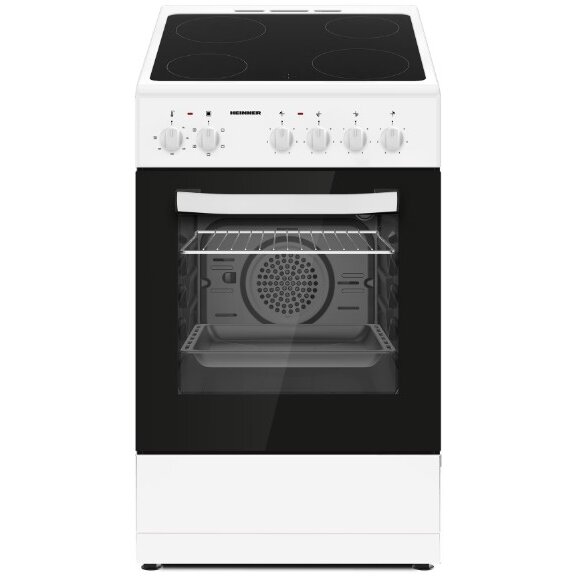 Oferte la Aragaz Electric HFSC-S56E4VWH Plita Vitroceramica 4 Zone de Gatit Cuptor Electric Clasa A Grill Alb