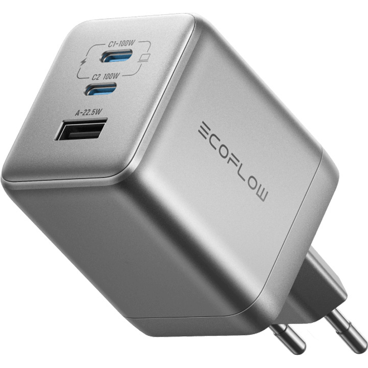Oferte la Incarcator Retea RAPID Pro 100W 2xUSB-C  1xUSB-A GaN Gri