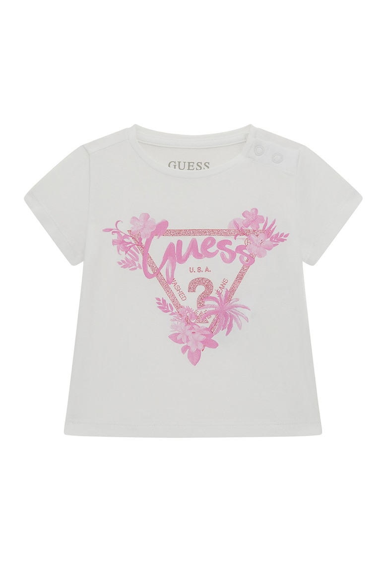 Oferte la Tricou din amestec de bumbac cu imprimeu logo - Alb/Roz deschis