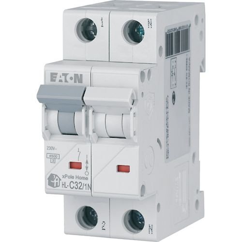 Oferte la Intrerupator Automat MCB Eaton 194754 Moeller HL-C32/1N, 32A, curba C, 1P+N, 4.5 kA, 2 Module