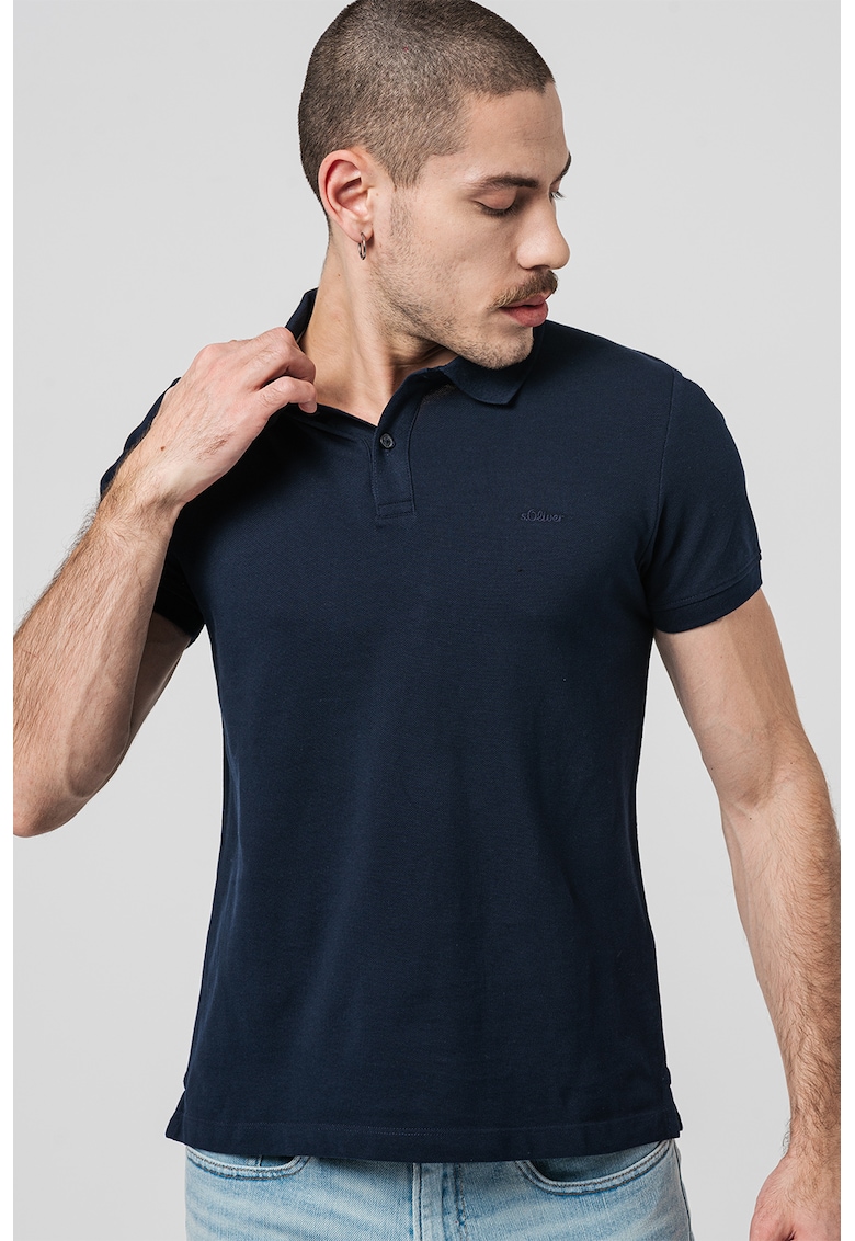- Tricou polo din bumbac pique - Bleumarin