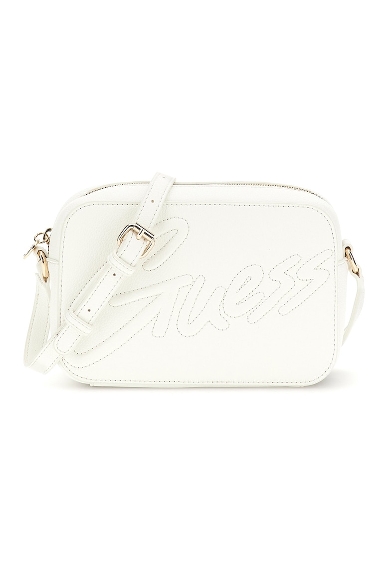 Oferte la Geanta crossbody cu logo in relief - Alb fildes