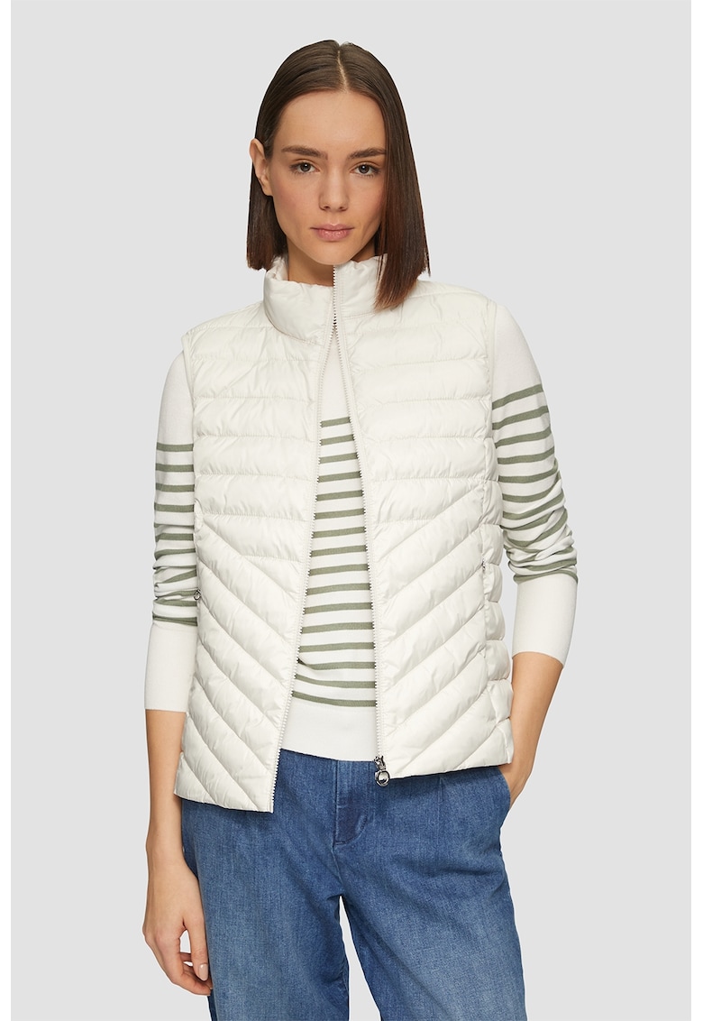 Oferte la Vesta matlasata cu fermoar - Alb fildes