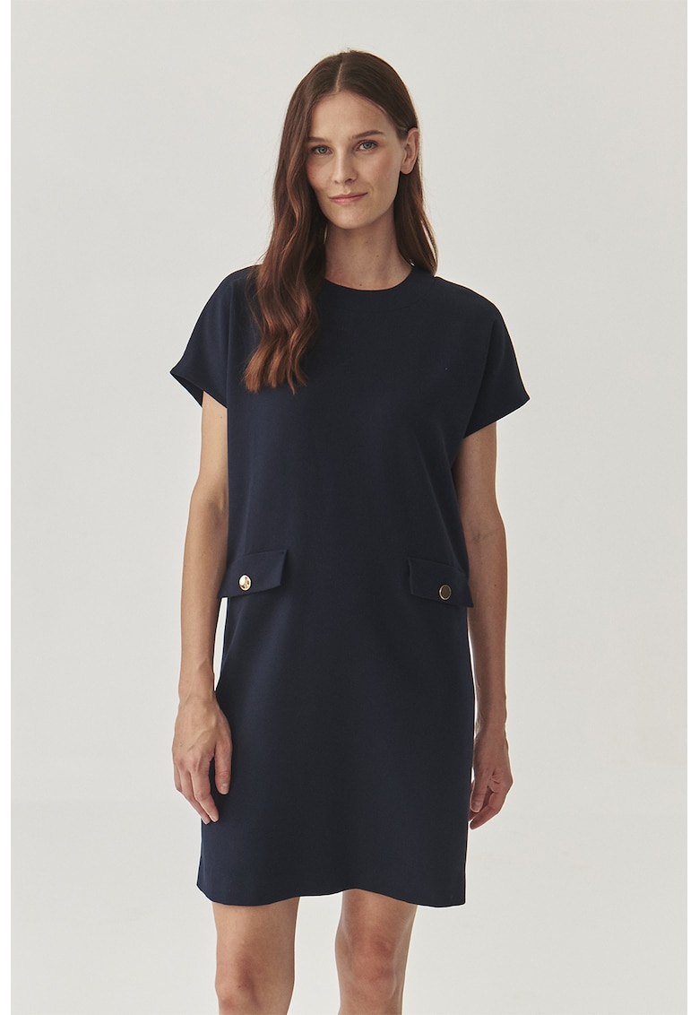 Oferte la Rochie uni cu buzunare decorative Menirko - Albastru ultramarin