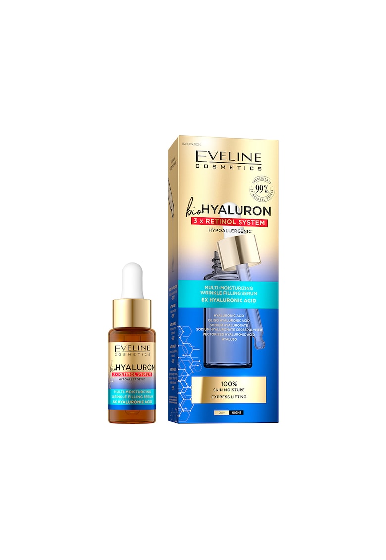 Oferte la Ser Multi-Hidratant pentru umplerea ridurilor bioHyaluron 3x Retinol System Eveline 18 ml