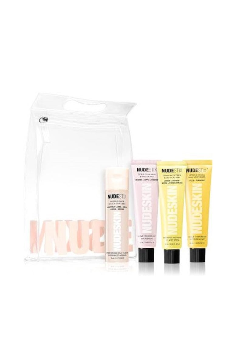 Oferte la Set pentru Ingrijirea tenului -  Citrus Skin Renewal - Solutie tonica cu efect de iluminare 95 ml - Lotiune de curatare 60 ml - Exfoliant iluminator 60 ml - Crema puternic hidratanta 60 ml - Geanta de cosmetice