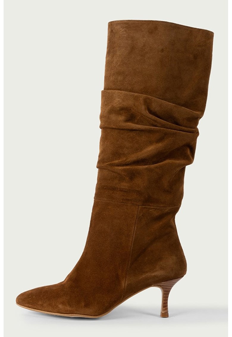 Oferte la Cizme medii din piele Sara - Maro inchis