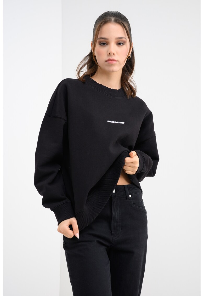 Oferte la Bluza de trening supradimensionata cu maneci cazute - Negru