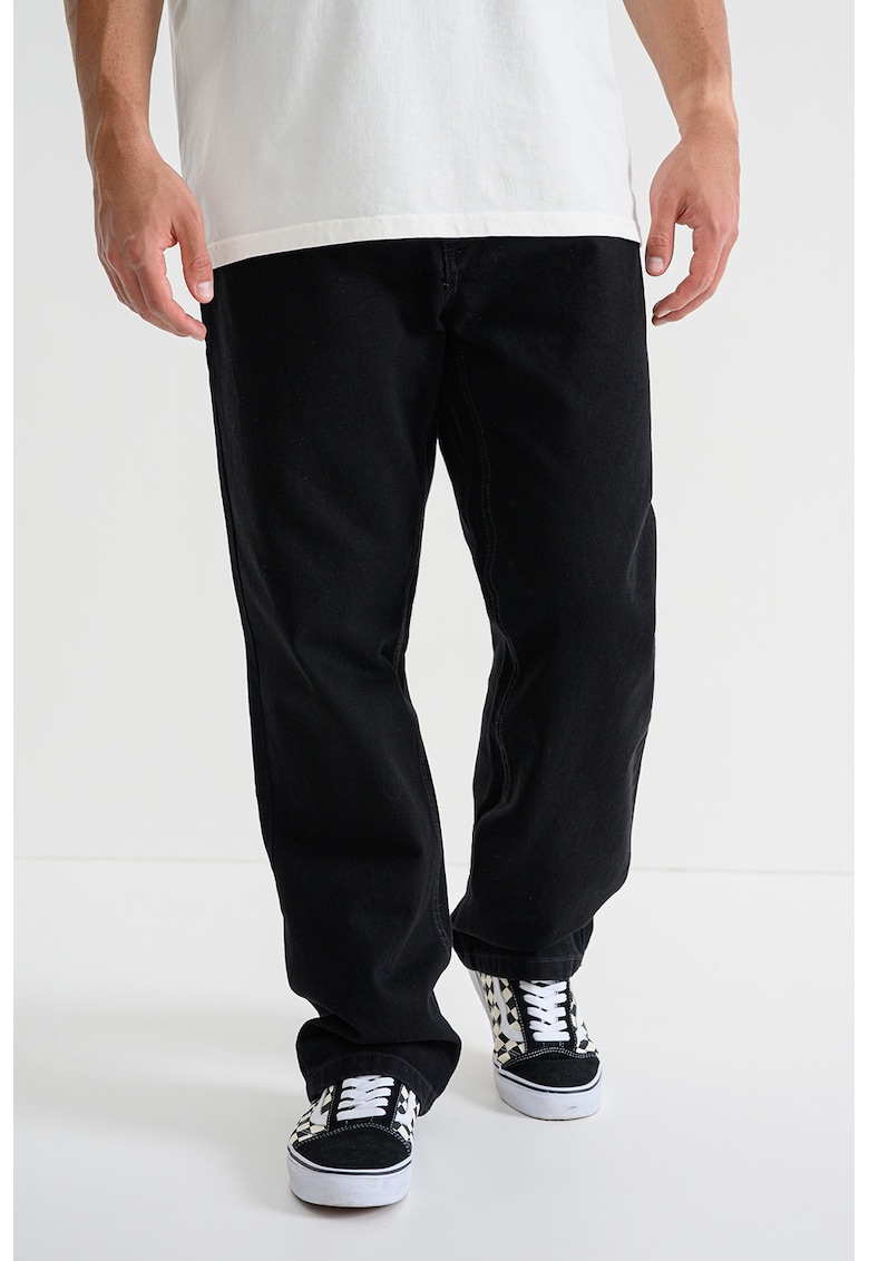 Oferte la Blugi relaxed-fit din bumbac cu talie medie - Negru