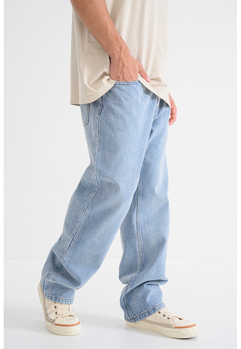 Oferte la Blugi relaxed-fit din bumbac cu talie medie - Albastru deschis