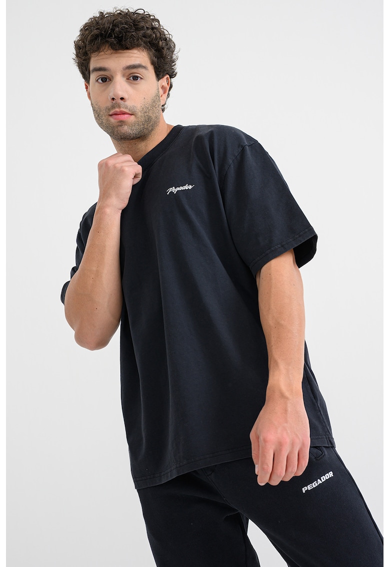 Oferte la Tricou din bumbac cu imprimeu logo pe partea din spate - Gri deschis/Albastru inchis/Negru stins