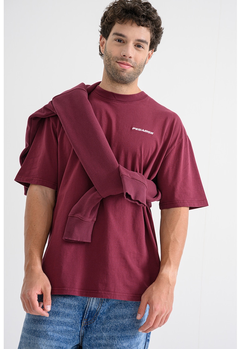 Oferte la Tricou lejer din bumbac cu logo - Rosu inchis