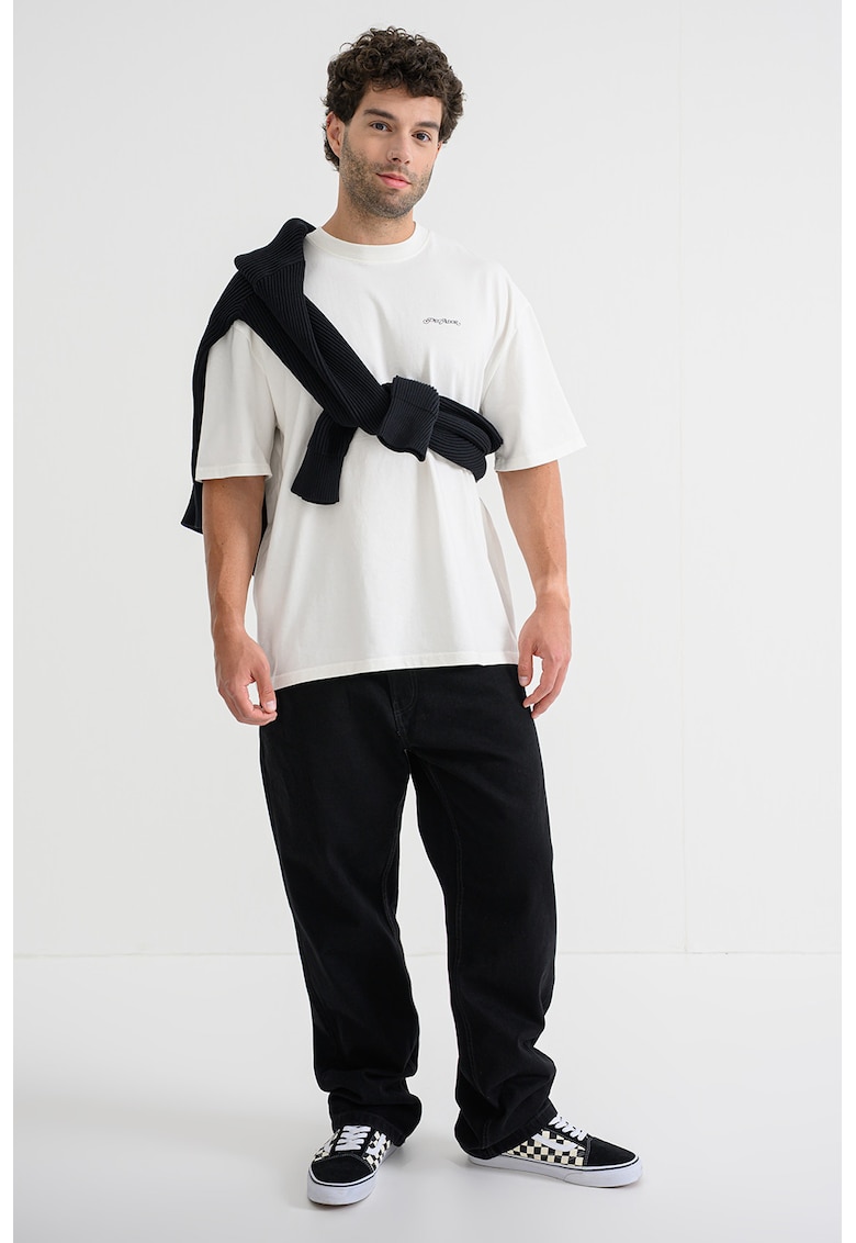 Oferte la Tricou lejer cu maneci cazute si imprimeu pe partea din spate - Alb murdar