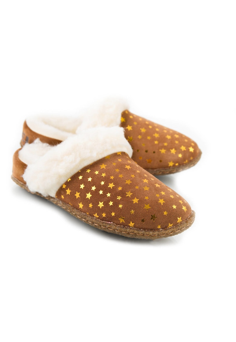 Oferte la Papuci copii -  Piele naturala - Maro/Alb - Maro