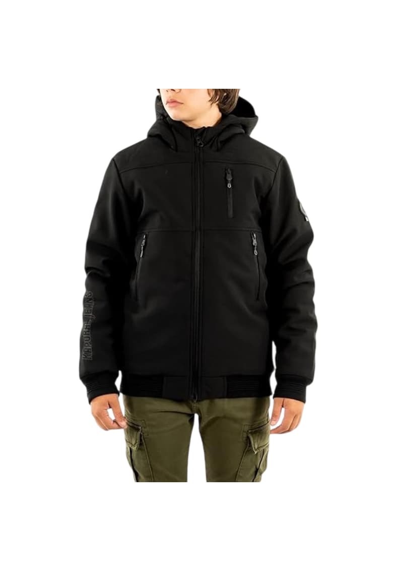 Oferte la Geaca bomber  neagra - cu gluga - pentru tineret - izolatie - poliester