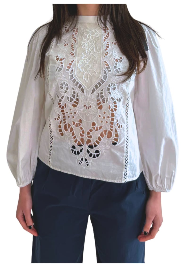 Oferte la Bluza dama  brodata - alb - bumbac -