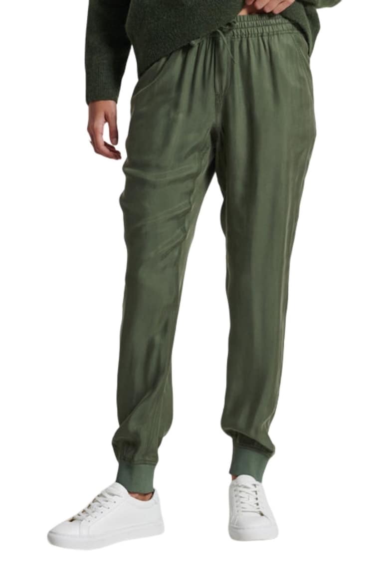 Oferte la Pantaloni sport dama - Superdry - Bumbac/Viscoza - Kaki - Kaki