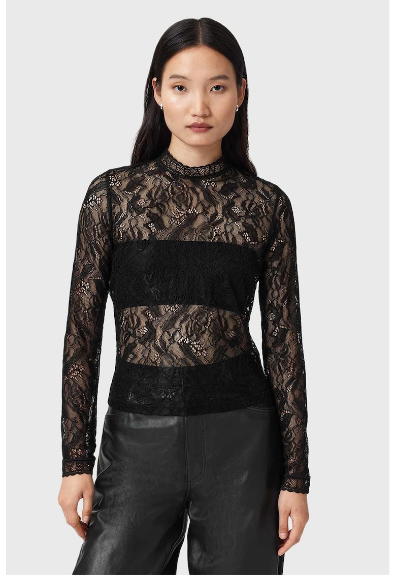 Oferte la Bluza din dantela cu guler scurt Aria - Negru