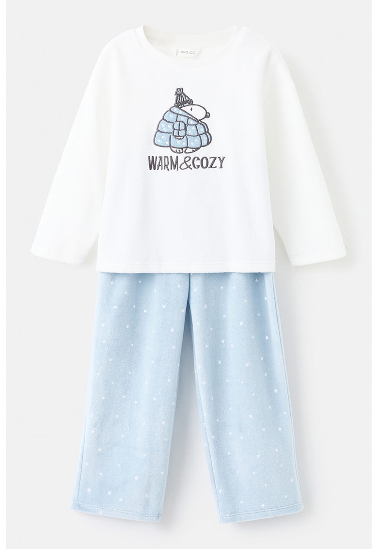 Oferte la Pijama cu pantaloni lungi din amestec de bumbac - Alb/Albastru pastel