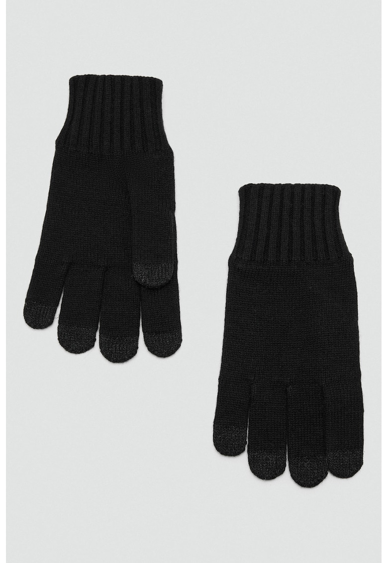 Oferte la Manusi din amestec de lana cu terminatii striate - Negru