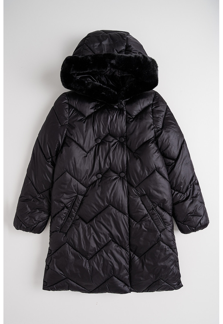 Oferte la Geaca lunga cu gluga - Negru