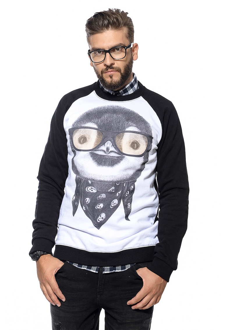 Oferte la Bluza de trening de bumbac cu imprimeu - Negru/Galben pal/Alb optic