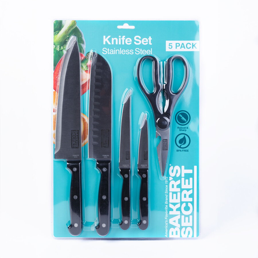 Oferte la Set Cutite Bucatarie 5 Piese Inox Foarfeca Maner Ergonomic