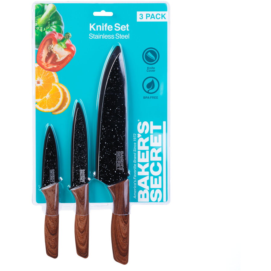 Oferte la Set Cutite Bucatarie 3 Piese Inox Protectie Lama Maner Ergonomic