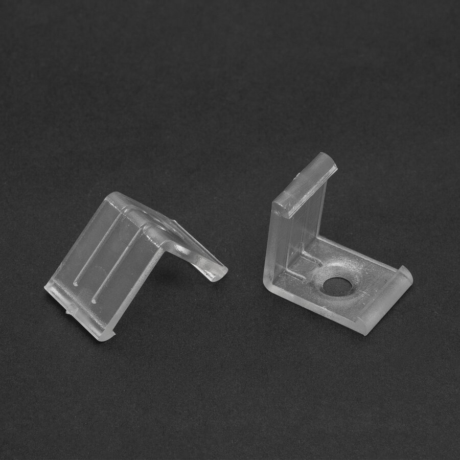 Oferte la Cleme Montaj Profil LED Colt Suport Fixare Sina Aluminiu Plastic Set 2x Bucati Transparent