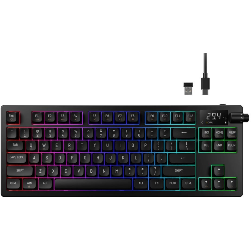 Oferte la Tastatura Gaming Mecanica Bluetooth Cu Si Fara Fir Hermes M7 Hybrid Neagra Iluminare RGB