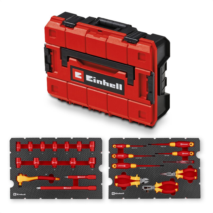 Oferte la E-Case Electrical VDE Tool Case, 24 Pieces (Red/Yellow, with Tool Assortment for Electricians)